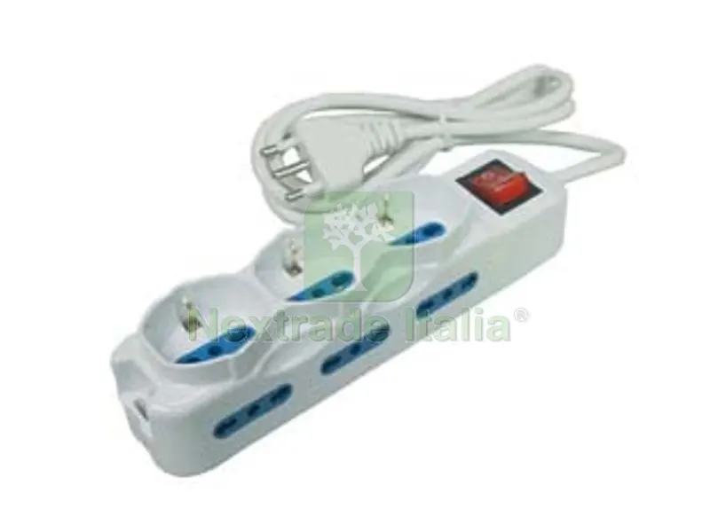 MULTIPRESA DA TAVOLO COMPATTA 3 SCHUKO + 6 BIPASSO CON INTERRUTTORE — Interruttori e prese — rif. FERX.FER149020