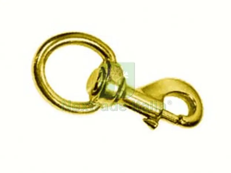 5PZ MOSCHETTONI REDINE CON GIRELLO IN OTTONE LUCIDO - mm.80 con asola da mm.16 — Ganci, moschettoni e anelli — rif. FERX.FER149303