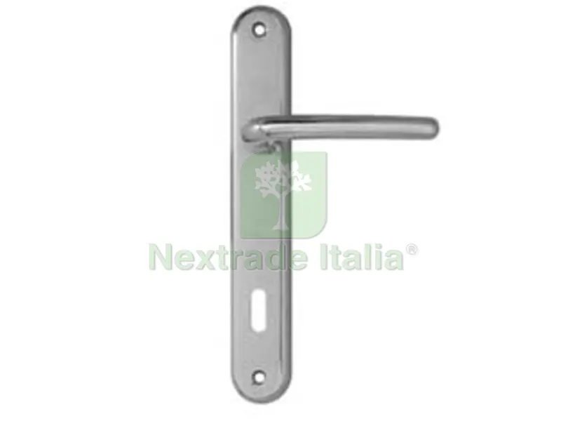 Maniglia Torino con Placca in Zama Finitura Ottone Cromo Satinato - mm.70 foro normale — Maniglie e pomelli — rif. FERX.FER496278