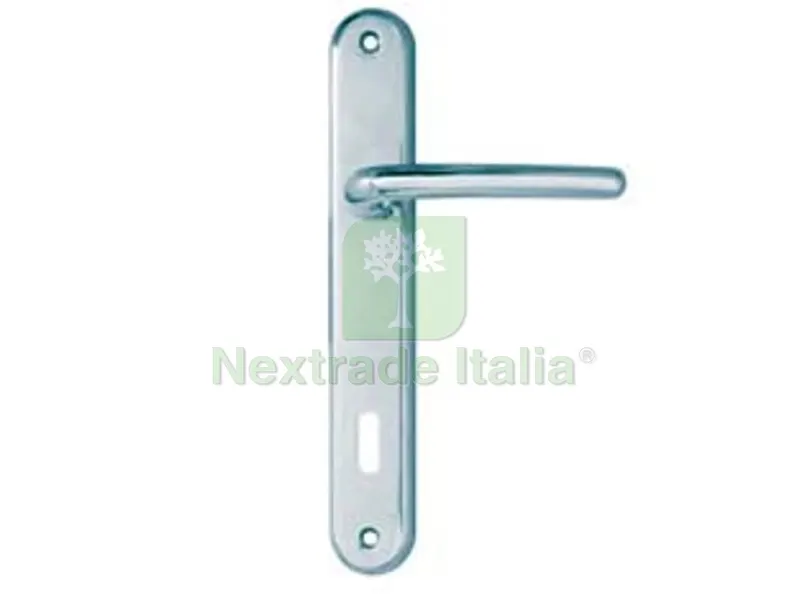 Maniglia Vega con Placca in Zama Finitura Ottone Cromato - mm.90 foro normale — Maniglie e pomelli — rif. FERX.FER151900