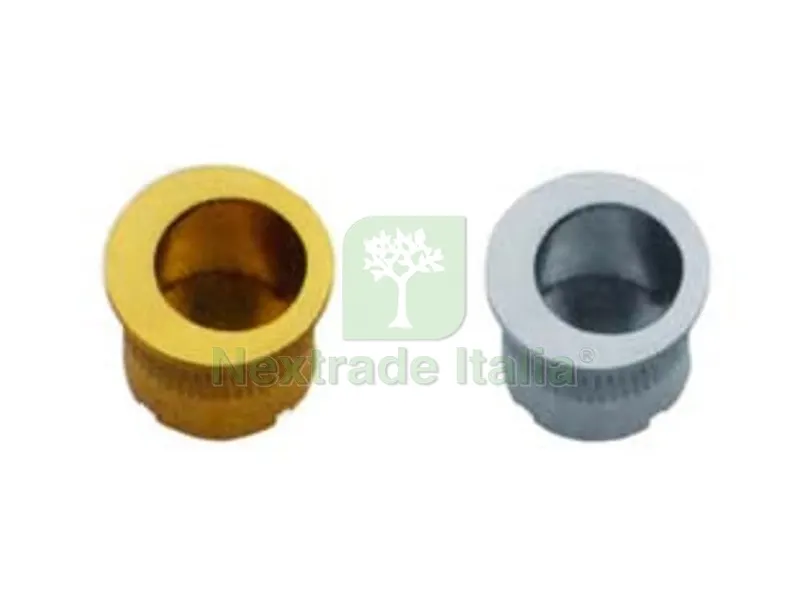 6PZ Maniglietta Ditale Tonda AD Incasso Senza Foro in Ottone - ? mm.25 in ottone cromo satinato — Maniglie e pomelli — rif. FERX.FER153881
