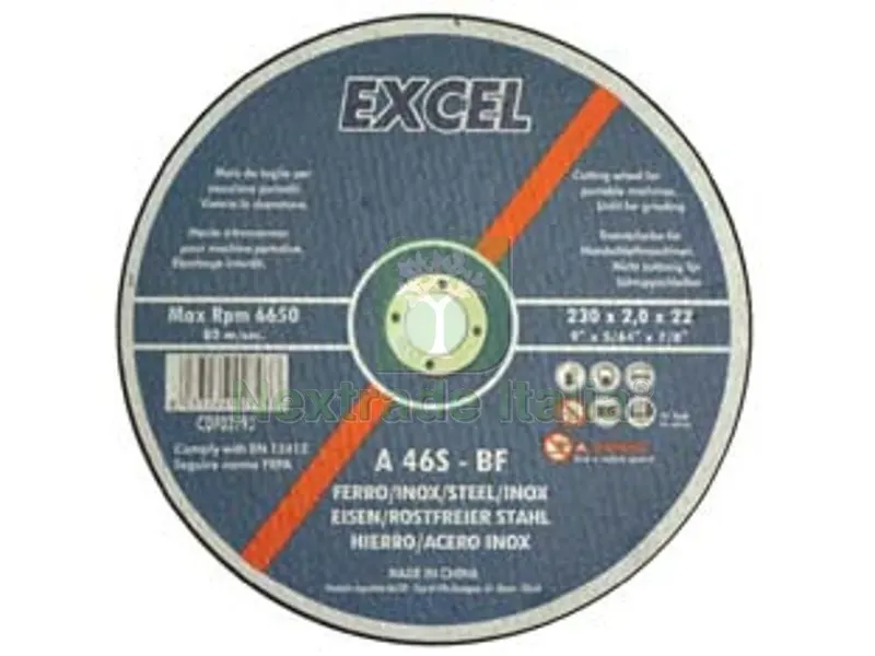 50PZ DISCHI DA TAGLIO SOTTILE CENTRO PIANO PER FERRO/INOX ? MM.230 - ? mm.230x2,0 foro 22,2 da taglio per ferro/inox — Punte, frese e dischi — rif. FERX.FER154994