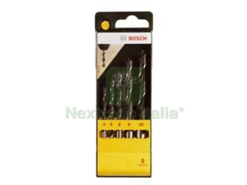 punte per legno in set da 5 pezzi in cassetta di plastica; contiene 5 punte per legno:- ? mm.4-5-6-8-10 misure mm.55x160x17h.- peso gr.136 — Casalinghi e organizzazione — rif. FERX.FER156486
