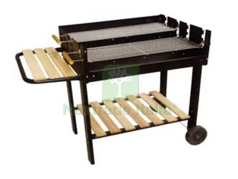 Barbecue Rettangolare con Ripiani Legno "texas" - bracere cm.75x50 — Tempo libero outdoor — rif. FERX.FER157025 Barbecue Rettangolare con Ripiani Legno "texas" - bracere cm.75x50 — Tempo libero outdoor — rif. FERX.FER157025