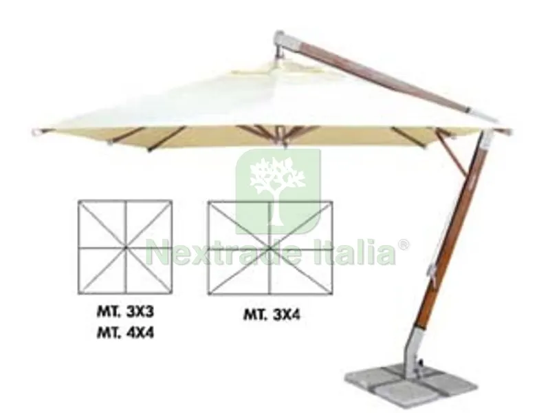Ombrellone Decentrato Pesante in Legno con Manovella - cm.300x300 palo mm.93x93 a 8 stecche col. avana — Tempo libero outdoor — rif. FERX.FER159371 Ombrellone Decentrato Pesante in Legno con Manovella - cm.300x300 palo mm.93x93 a 8 stecche col. avana — Tempo libero outdoor — rif. FERX.FER159371