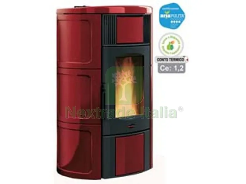 Stufa a Pellet Iside Idro 18,8 KW Bordeaux (conto Termico) - misure cm.69x62,7x119,7h. - peso Kg.255 — Stufe e camini — rif. FERX.FER159418