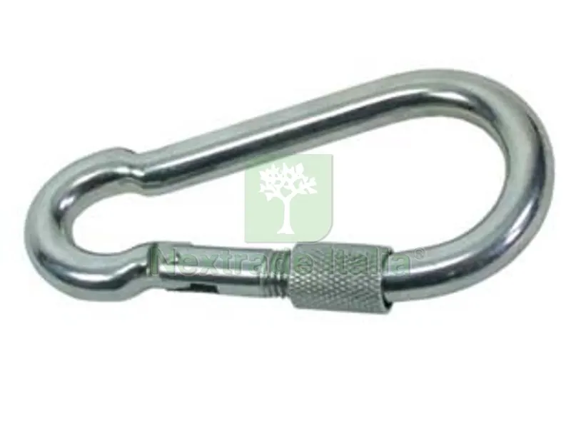 50PZ Moschettoni con Chiusura a Ghiera in Acciaio Nichelato - ? mm. 8x80 — Ganci, moschettoni e anelli — rif. FERX.FER160384
