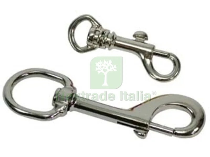 25PZ Moschettoni a Scatto con Anello Girevole in Acciaio Nichelato - mm.80 medi — Ganci, moschettoni e anelli — rif. FERX.FER164627