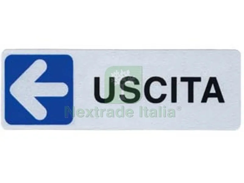 10PZ Targhetta Adesiva "uscita" (freccia a Sinistra) - cm.15X5h. — Protezione piante e sementi — rif. FERX.FER161077
