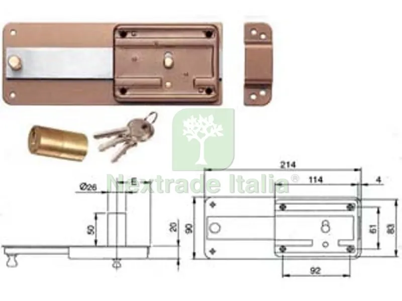 2PZ Ferroglietto per Ferro Catenaccio 6 Mandate con Cilindro Fisso 3106 - MM.60 (310604600) — Lucchetti e catene — rif. FERX.FER171373 2PZ Ferroglietto per Ferro Catenaccio 6 Mandate con Cilindro Fisso 3106 - MM.60 (310604600) — Lucchetti e catene — rif. FERX.FER171373
