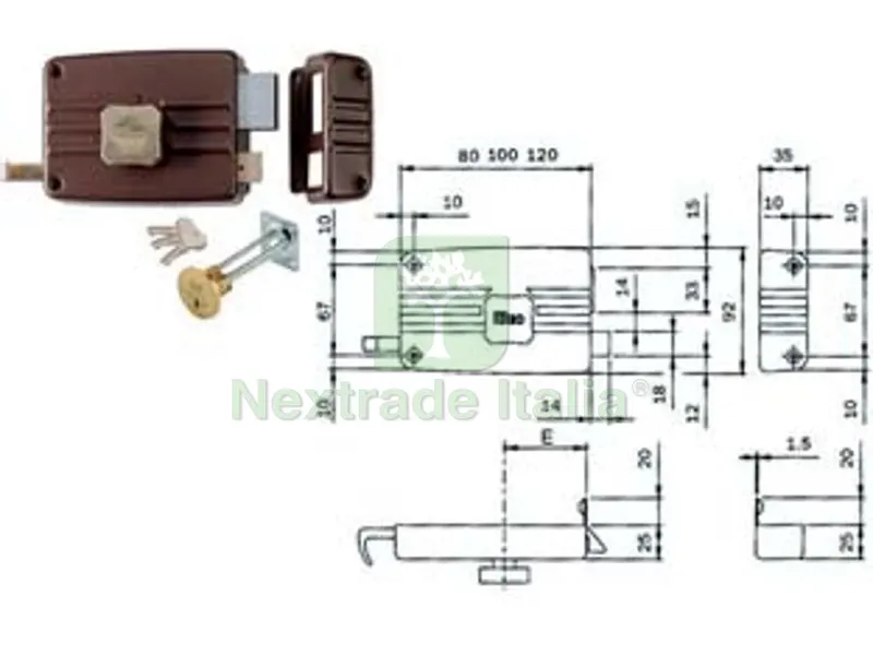 Serratura da Portoncino con POM. Interno Caten. e Scrocco Cilindro Stacc. 401/402 - MM.60 SX 3 Mandate (402603) — Serrature e cilindri — rif. FERX.FER171564