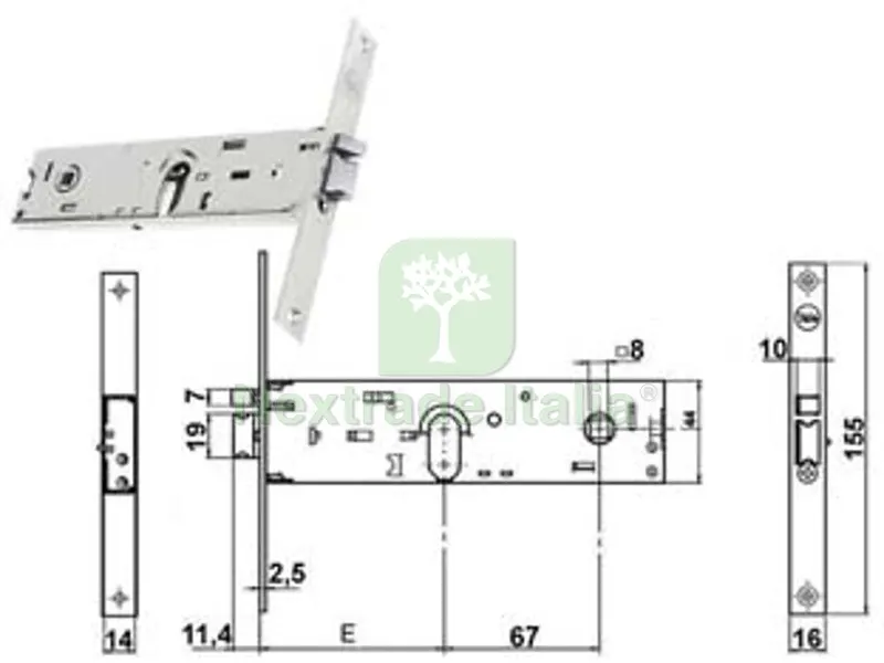 Elettroserratura Infilare per Fasce Solo Scrocco MM.44 H 85400 - mm.80 (Y8540080080VNE) — Serrature e cilindri — rif. FERX.FER172387