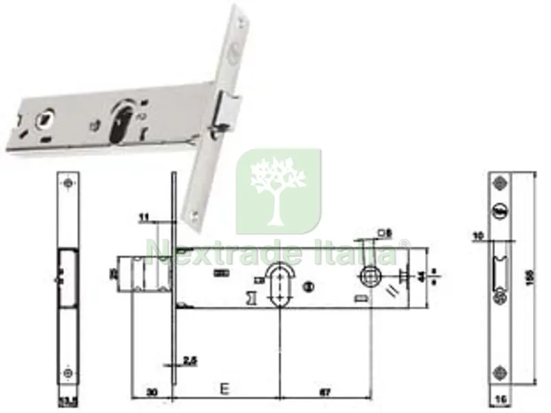 Serratura da Infilare per Fasce Catenaccio e Scrocco MM.44 H 87002 - mm.80 a 2 mandate (Y8700280080) — Lucchetti e catene — rif. FERX.FER172462 Serratura da Infilare per Fasce Catenaccio e Scrocco MM.44 H 87002 - mm.80 a 2 mandate (Y8700280080) — Lucchetti e catene — rif. FERX.FER172462