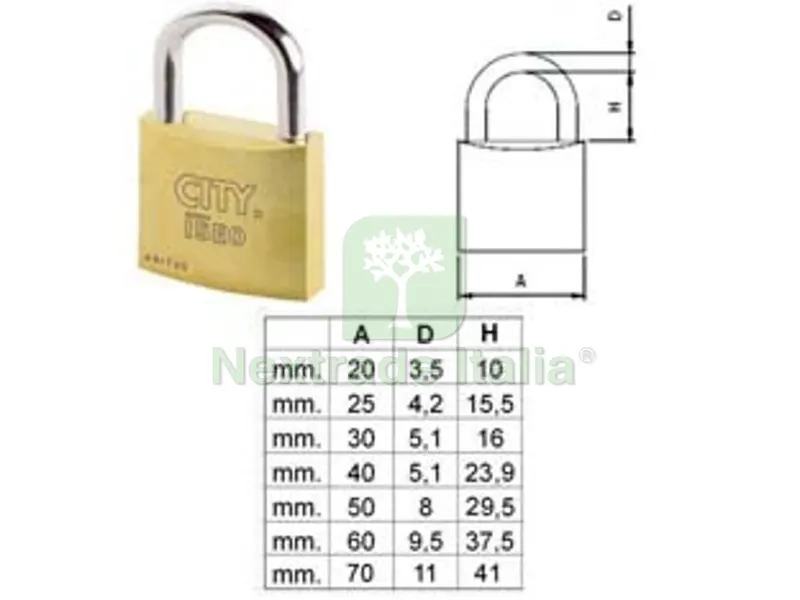 10PZ lucchetto ottone arco normale "aditus city" p700 - mm.25 (p70025157) — Lucchetti e catene — rif. FERX.FER174848 10PZ lucchetto ottone arco normale "aditus city" p700 - mm.25 (p70025157) — Lucchetti e catene — rif. FERX.FER174848