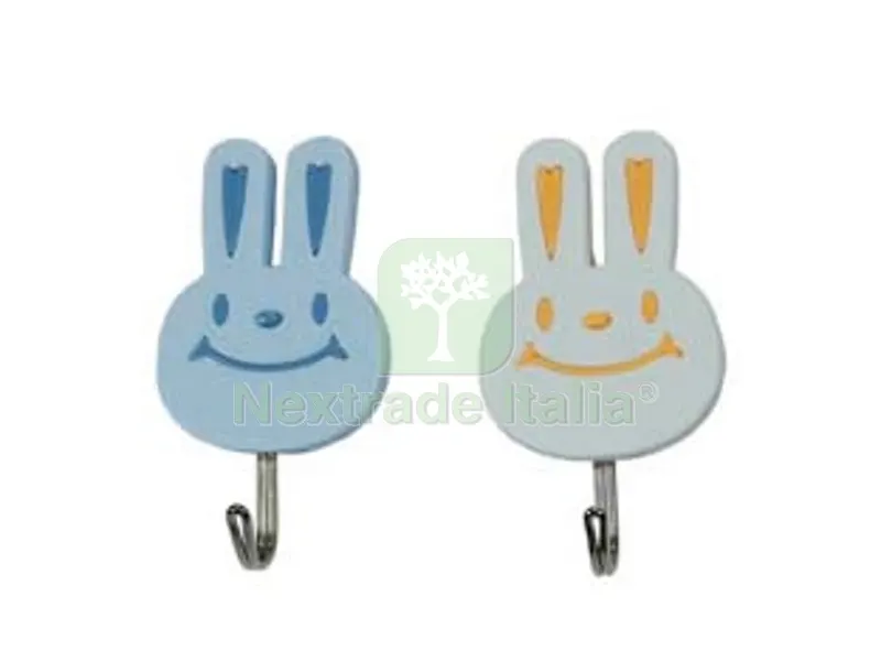 Ganci Adesivi Plastica "fantasia Coniglietto" - mm.47x84h., in blister da pz.2 — Ferramenta per legno e mobili — rif. FERX.FER175975