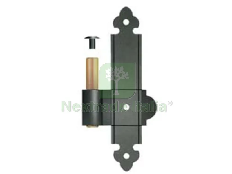 4PZ Cardine a Legno per Bandella su Lama a Filo Perno Fisso - mm.160x30 DX perno ? mm.12 - verniciato nero — Cerniere e cardini — rif. FERX.FER176422