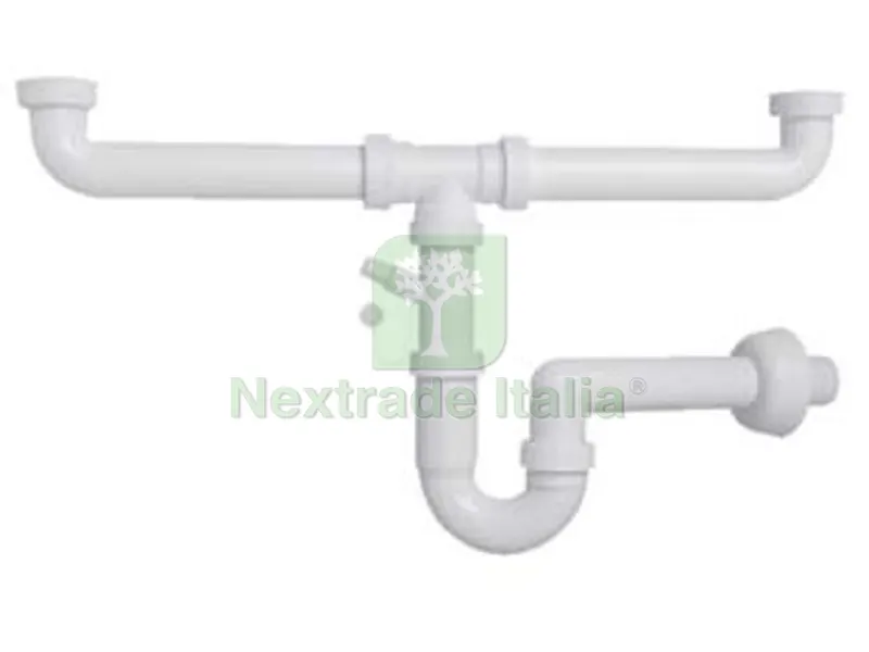 SIFONE MOPLEN A "U" 2 VIE CON SCARICO - 1"1/2 per lavello — Sanitari e ceramiche — rif. FERX.FER182805
