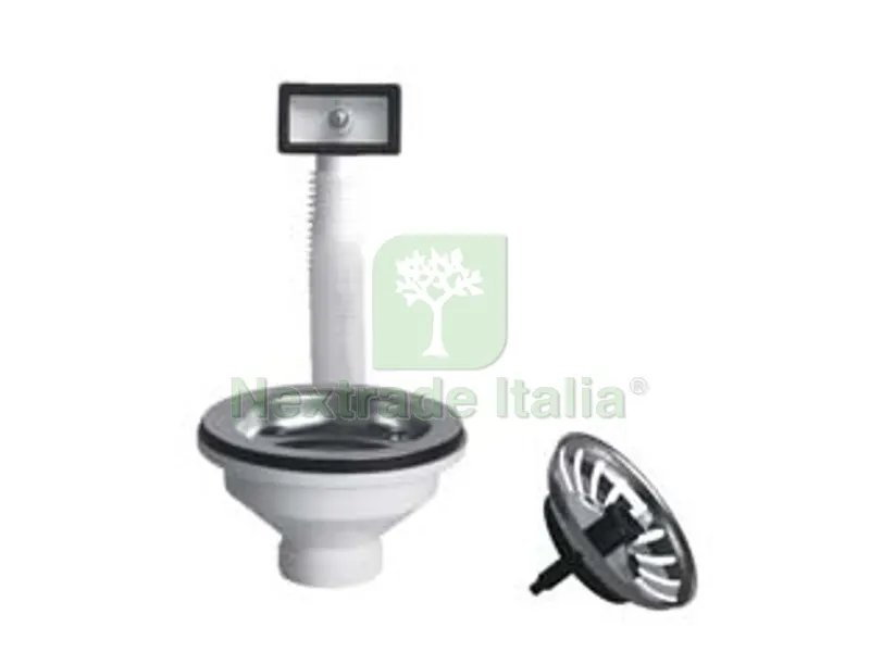 PILETTA MOPLEN CON TAPPO SCATTINO "BASKET" E TROPPO PIENO - 1"1/2 per lavelli inox e sintetici — Scarichi e sifoni — rif. FERX.FER182829