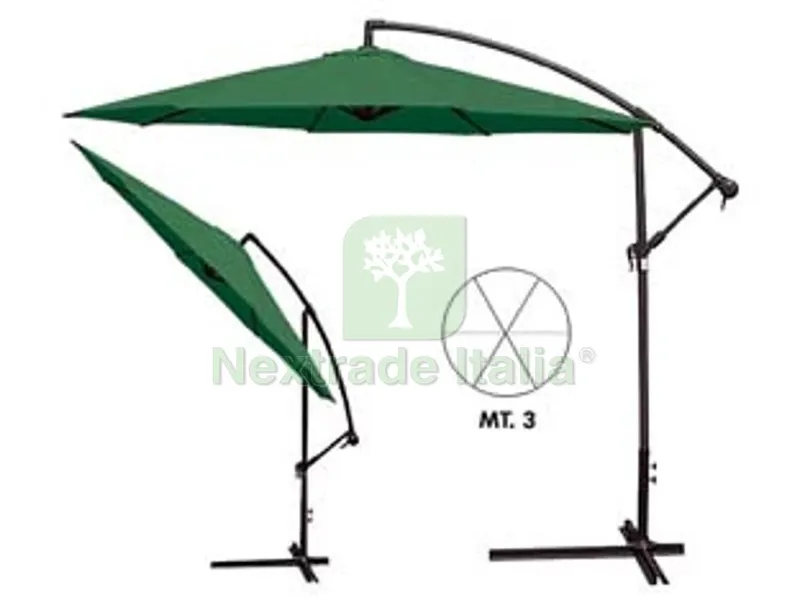 Ombrellone Tondo Decentrato in Metallo con Manovella - ? cm.300 palo ? mm.48 a 6 stecche colore verde — Tempo libero outdoor — rif. FERX.FER182836 Ombrellone Tondo Decentrato in Metallo con Manovella - ? cm.300 palo ? mm.48 a 6 stecche colore verde — Tempo libero outdoor — rif. FERX.FER182836