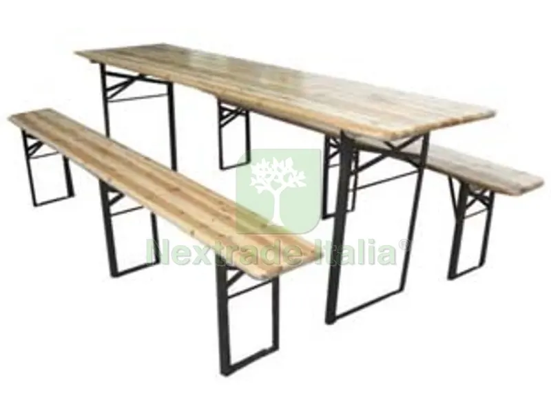 Set Tavolo + 2 Panche Birreria 3 Gambe tavolo cm.220x80x77h. - panche cm.220x25x47h. — Casalinghi e organizzazione — rif. FERX.FER183147