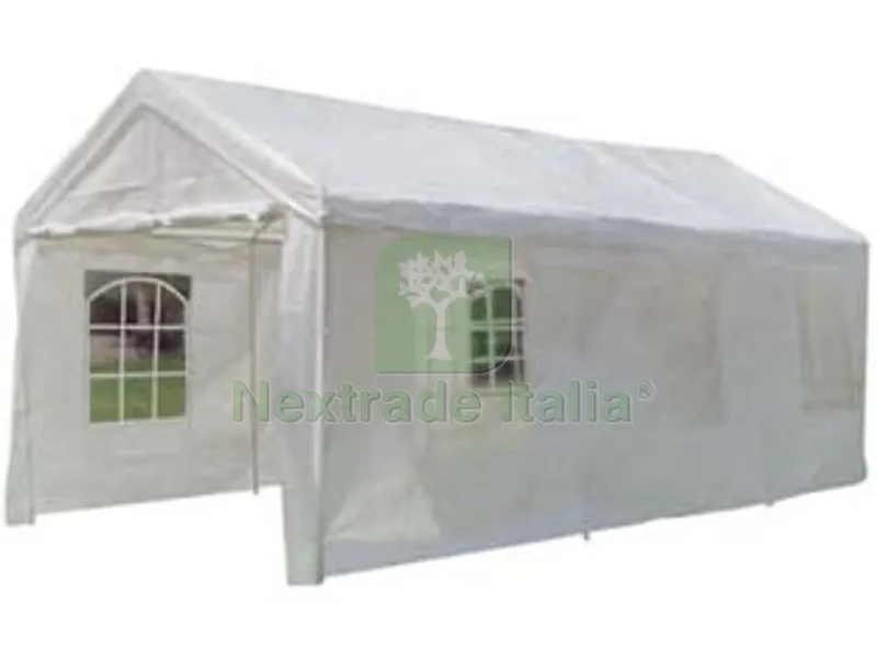 Gazebo in Metallo Carport Bianco - cm.300x600 - colore bianco — Gazebo e strutture giardino — rif. FERX.FER184809 Gazebo in Metallo Carport Bianco - cm.300x600 - colore bianco — Gazebo e strutture giardino — rif. FERX.FER184809