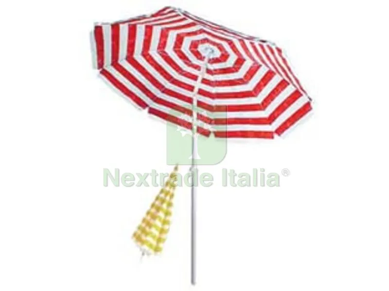 Ombrellone da Spiaggia in TNT a Righe Tondo CM.180 - colore bianco/verde — Tempo libero outdoor — rif. FERX.FER184861