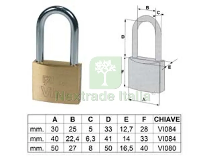 2PZ Lucchetto Arco Lungo "FAI BY Viro" - mm.40 (art.554.42) — Lucchetti e catene — rif. FERX.FER185912 2PZ Lucchetto Arco Lungo "FAI BY Viro" - mm.40 (art.554.42) — Lucchetti e catene — rif. FERX.FER185912