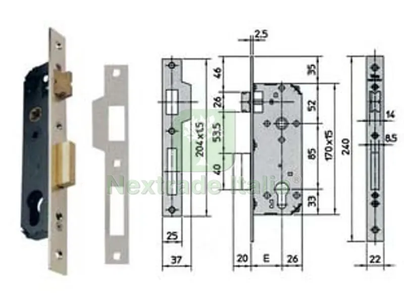 Serratura da Infilare a Cilindro 1 Mandata 7435 - mm.30 (7435.30) — Serrature e cilindri — rif. FERX.FER186285 Serratura da Infilare a Cilindro 1 Mandata 7435 - mm.30 (7435.30) — Serrature e cilindri — rif. FERX.FER186285