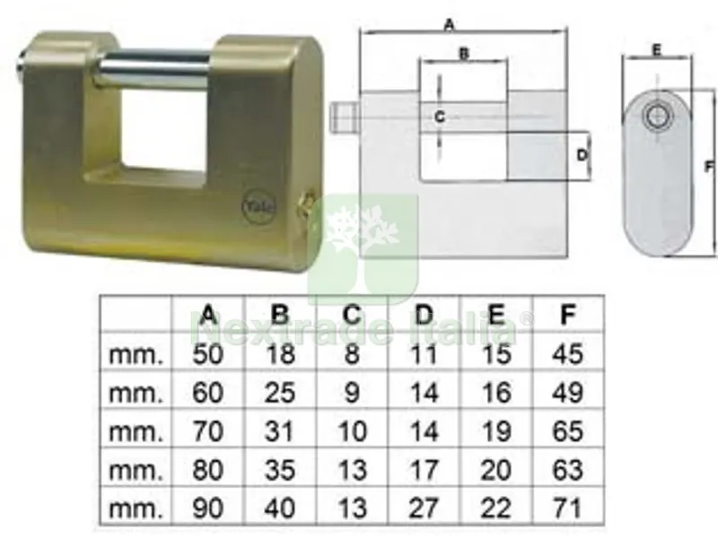Lucchetto Ottone Rettangolare 114 - mm.70 (Y114/70/113/1) — Lucchetti e catene — rif. FERX.FER189019 Lucchetto Ottone Rettangolare 114 - mm.70 (Y114/70/113/1) — Lucchetti e catene — rif. FERX.FER189019