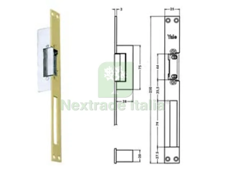 INCONTRO ELETTRICO 67F0 - cm.25 acciaio finitura oro (Y67F0508) — Serrature e cilindri — rif. FERX.FER189514
