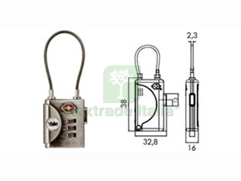 Lucchetto AD Arco a Cavo a Combinazione con Dispositivo "TSA" TP3 - mm.32 (YTP3/32/350/1) — Lucchetti e catene — rif. FERX.FER189767 Lucchetto AD Arco a Cavo a Combinazione con Dispositivo "TSA" TP3 - mm.32 (YTP3/32/350/1) — Lucchetti e catene — rif. FERX.FER189767