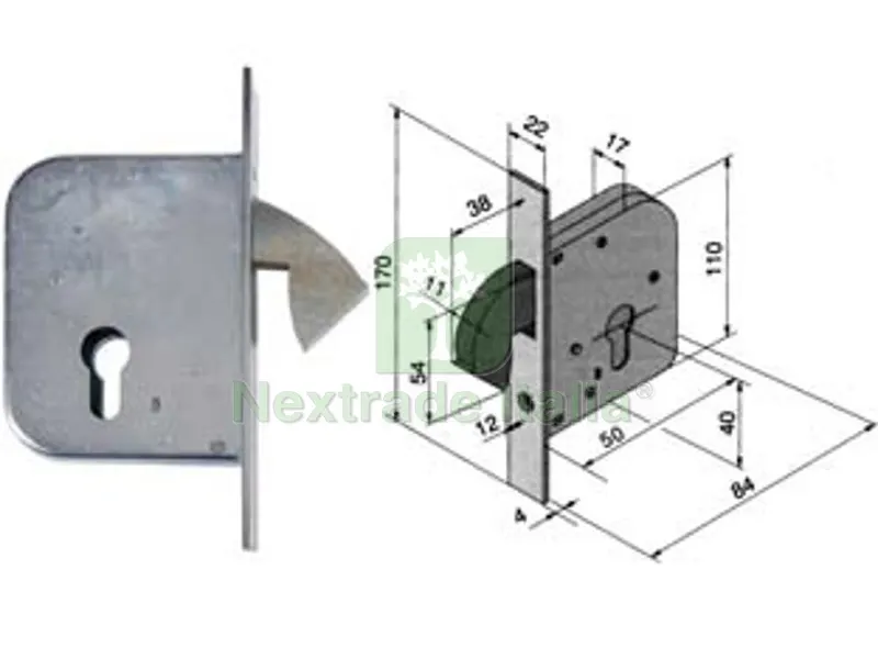 SERRATURA PER PORTE E CANCELLI SCORREVOLI A GANCIO RIENTRANTE 068 - mm.50 (06850000) — Serrature e cilindri — rif. FERX.FER194891