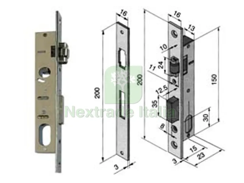 Serratura da Infilare per Montanti Catenaccio e Rullo 110 - mm.15 (11015010) — Lucchetti e catene — rif. FERX.FER195010