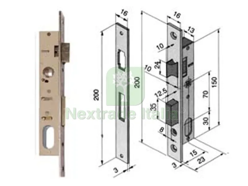 Serratura da Infilare per Montanti Catenaccio e Scrocco 111 - mm.15 (11115010) — Lucchetti e catene — rif. FERX.FER195027