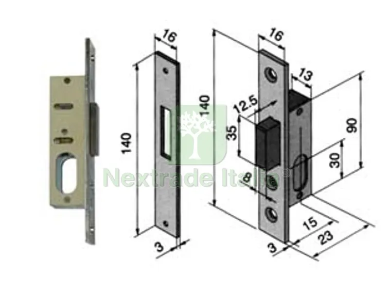 Serratura da Infilare per Montanti Solo Catenaccio 112 - mm.15 (11215010) — Lucchetti e catene — rif. FERX.FER195034