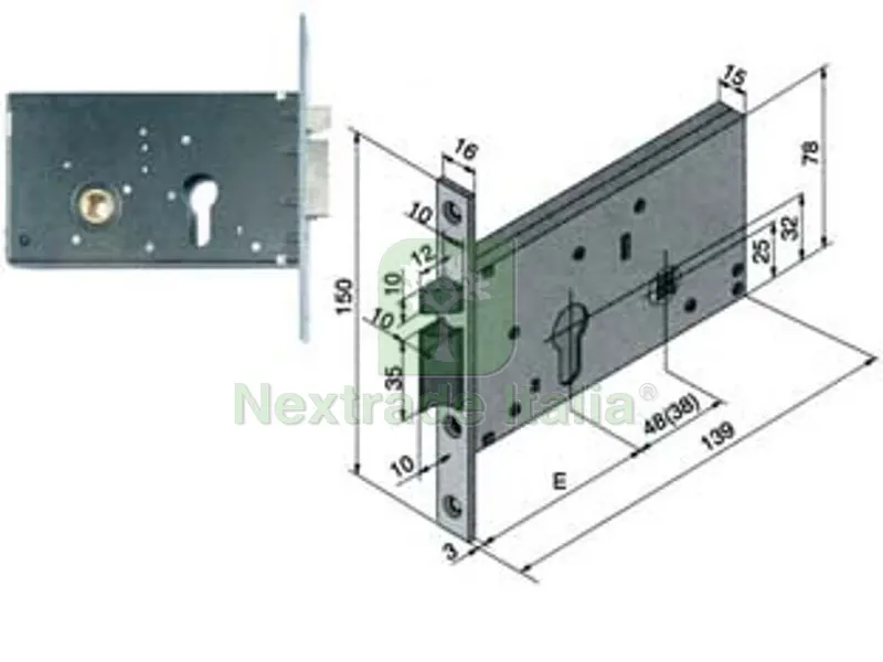 Elettroserratura da Infilare per Fasce MM.78 H 302 - mm.60 (30260010) — Serrature e cilindri — rif. FERX.FER195157 Elettroserratura da Infilare per Fasce MM.78 H 302 - mm.60 (30260010) — Serrature e cilindri — rif. FERX.FER195157