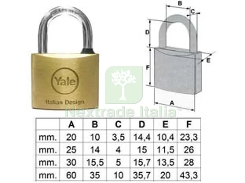 5PZ Lucchetto Ottone AD Arco Normale 110 - mm.20 (1100020) — Lucchetti e catene — rif. FERX.FER199094 5PZ Lucchetto Ottone AD Arco Normale 110 - mm.20 (1100020) — Lucchetti e catene — rif. FERX.FER199094
