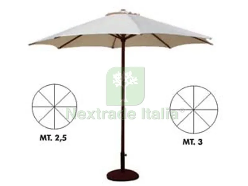 OMBRELLONE TONDO IN LEGNO "GOLD" - ? cm.300 palo ? mm.48 a 8 stecche color naturale — Tempo libero outdoor — rif. FERX.FER200462 OMBRELLONE TONDO IN LEGNO "GOLD" - ? cm.300 palo ? mm.48 a 8 stecche color naturale — Tempo libero outdoor — rif. FERX.FER200462