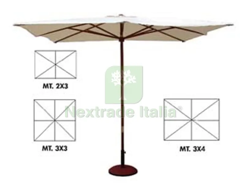 OMBRELLONE QUADRO E RETTANGOLARE IN LEGNO "GOLD" - cm.200x300 palo ? mm.48 a 6 stecche col/naturale — Tempo libero outdoor — rif. FERX.FER200479