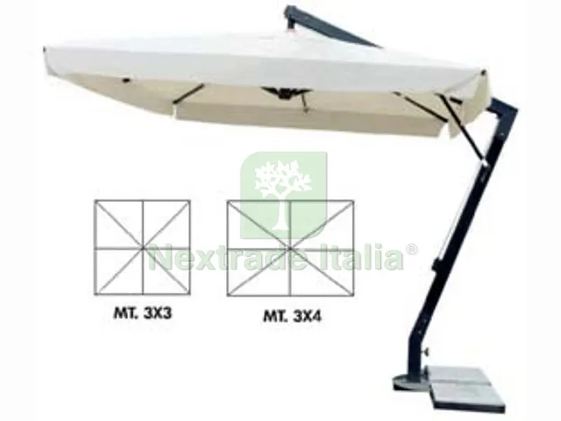 Ombrellone Decentrato Pesante in Metallo con Manovella - cm.300x400 palo mm.93x93 a 8 st. col. naturale — Tempo libero outdoor — rif. FERX.FER200516 Ombrellone Decentrato Pesante in Metallo con Manovella - cm.300x400 palo mm.93x93 a 8 st. col. naturale — Tempo libero outdoor — rif. FERX.FER200516