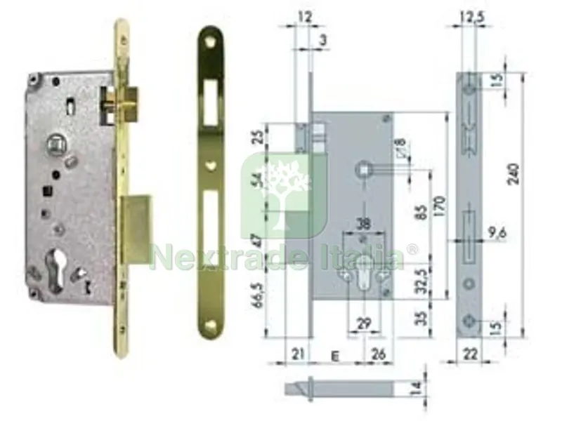 serratura a infilare logo bordo tondo 5c631 - mm.35 (5c631350) — Serrature e cilindri — rif. FERX.FER201452