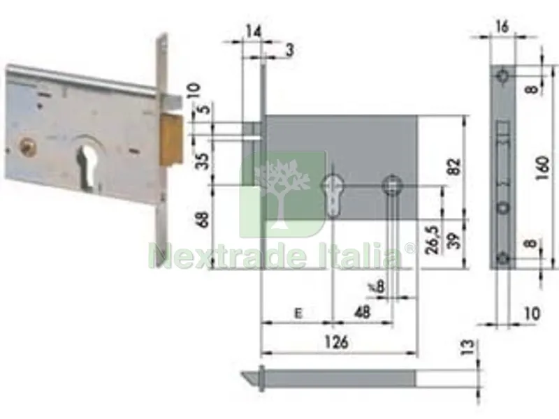 elettroserratura da infilare per fasce mm.82 h 14012 - mm.60 dx (14012601) — Serrature e cilindri — rif. FERX.FER201513 elettroserratura da infilare per fasce mm.82 h 14012 - mm.60 dx (14012601) — Serrature e cilindri — rif. FERX.FER201513
