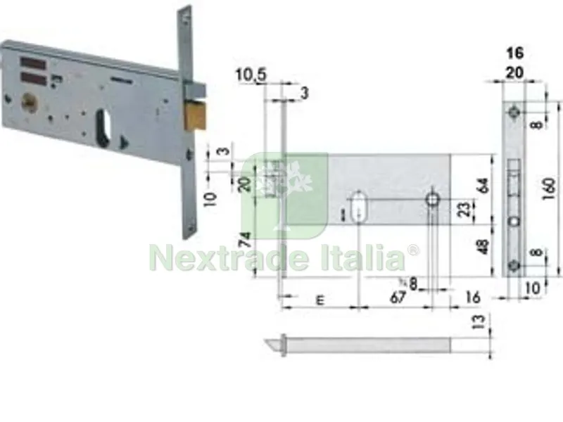 ELETTROSERRATURA DA INFILARE PER FASCE MM.64 H 14510 14511 — Serrature e cilindri — rif. FERX.FER484206