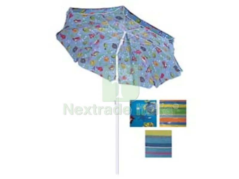 Ombrellone da Spiaggia in TNT Fantasia Tondo CM.135 - colori assortiti — Tempo libero outdoor — rif. FERX.FER201988 Ombrellone da Spiaggia in TNT Fantasia Tondo CM.135 - colori assortiti — Tempo libero outdoor — rif. FERX.FER201988