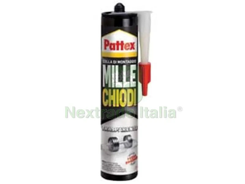 2PZ PATTEX MILLECHIODI TRASPARENTE IN CARTUCCIA PER INTERNI - gr.310 — Chiodi e graffe — rif. FERX.FER203586
