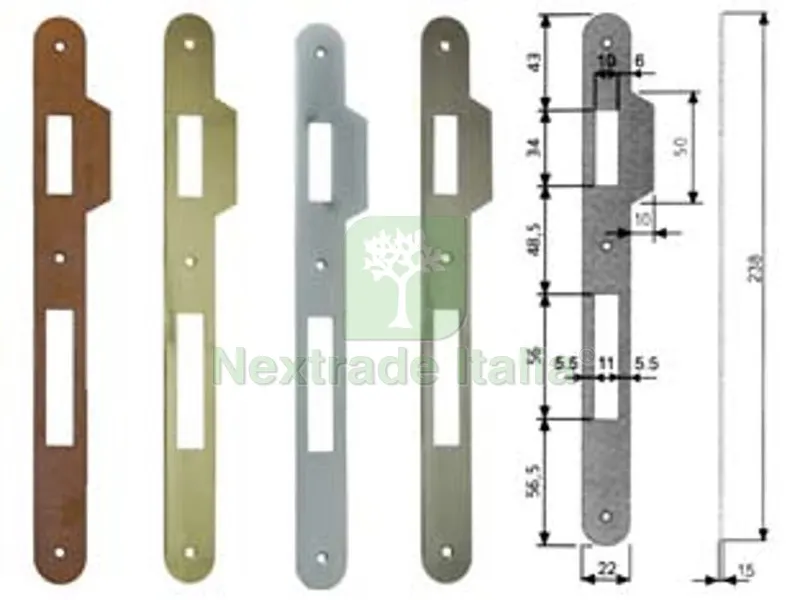 5PZ Contropiastra con Aletta per Serratura Patent a Bussola Bordo Tondo - acciaio bronzato (B.00590.11.02) — Serrature e cilindri — rif. FERX.FER204057 5PZ Contropiastra con Aletta per Serratura Patent a Bussola Bordo Tondo - acciaio bronzato (B.00590.11.02) — Serrature e cilindri — rif. FERX.FER204057