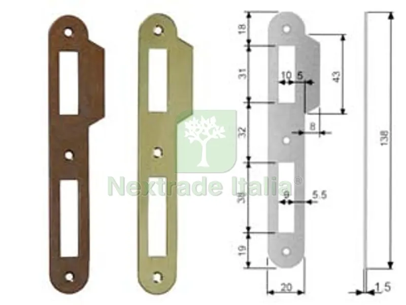 5PZ Contropiastra Ridotta con Aletta per Serratura a Bussola Bordo Tondo - acciaio bronzato (B.00570.09.02) — Serrature e cilindri — rif. FERX.FER204255
