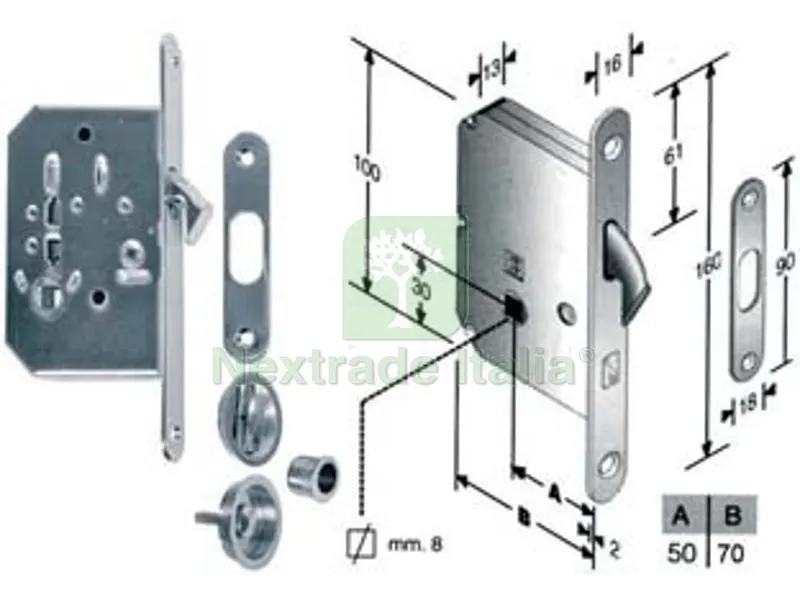 Serr. Infilare Porte Scorrevoli a Gancio Rientrante B. Tondo CR. Satin. - MM.50 Frontale e Incontro Cromo Satinato — Maniglie e pomelli — rif. FERX.FER204903 Serr. Infilare Porte Scorrevoli a Gancio Rientrante B. Tondo CR. Satin. - MM.50 Frontale e Incontro Cromo Satinato — Maniglie e pomelli — rif. FERX.FER204903