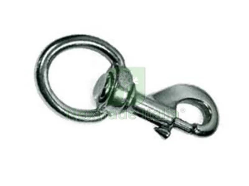 5PZ Moschettoni Redine con Girello in Ottone Nichelato - mm.121 con asola da mm.32 — Ganci, moschettoni e anelli — rif. FERX.FER205214