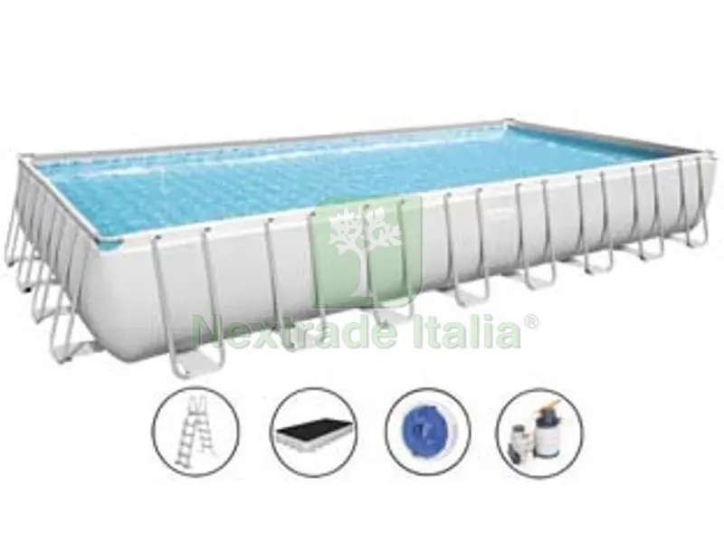 piscina power steel rettangolare telaio portante cm.956x488x132h. - kg.224,5 - lt.52.231- filtro sabbia (art.56623) — Tempo libero outdoor — rif. FERX.FER205290 piscina power steel rettangolare telaio portante cm.956x488x132h. - kg.224,5 - lt.52.231- filtro sabbia (art.56623) — Tempo libero outdoor — rif. FERX.FER205290